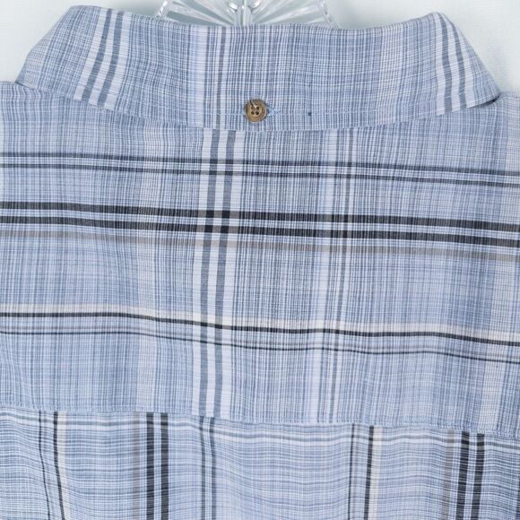 Haggar Long Sleeve Plaid Cotton Blend Button Down Shirt Blue Mens Large Office - Picture 9 of 16